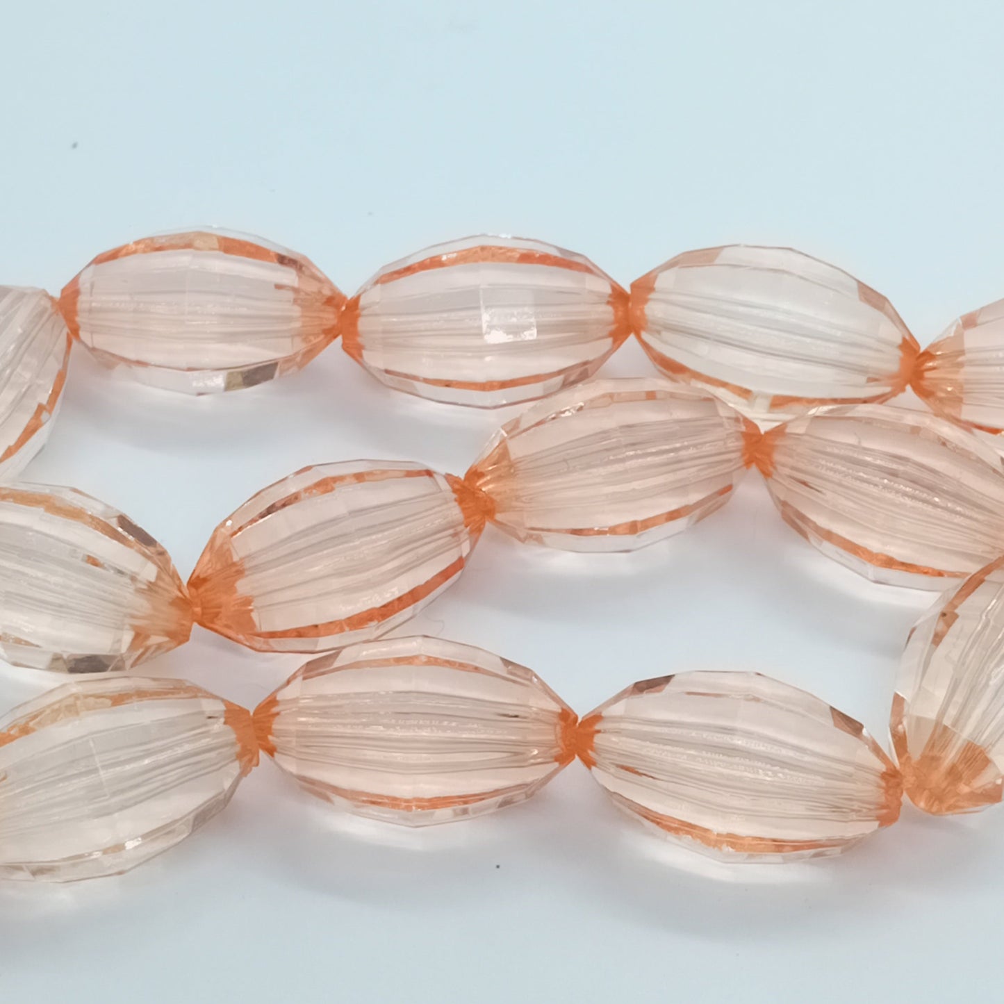 20mm Oval Peach Faceted Acrylic Beads