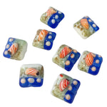 8pc 15mm Square Seashell Lampwork Beads