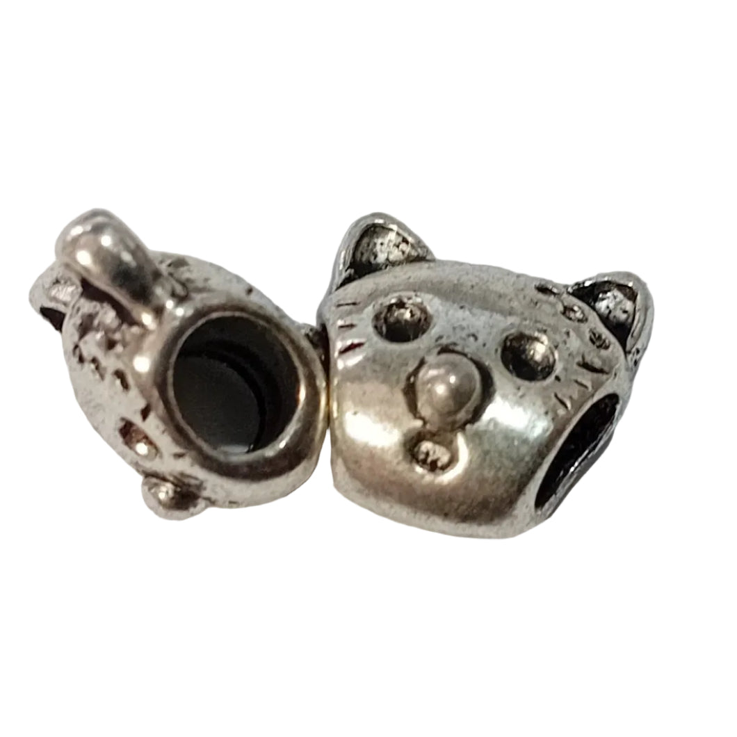 1pc Silver Cat European Bead