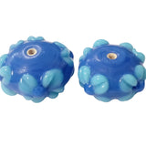 2pc Blue Floral Lampwork Beads