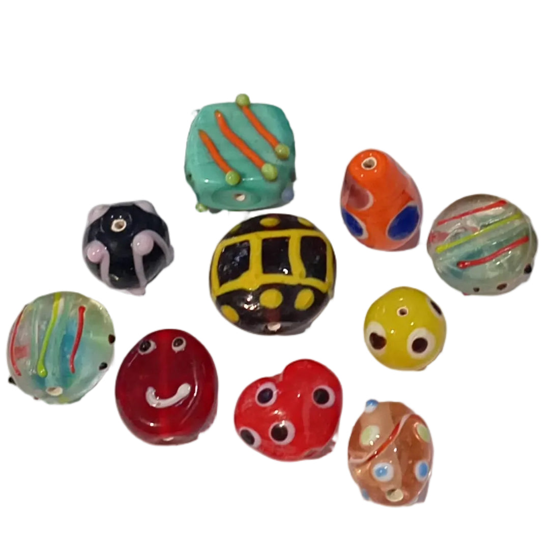 10pc UFO Lampwork Beads