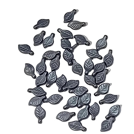 50pc 10mm Dark Blue Metallic Acrylic Leaf Beads