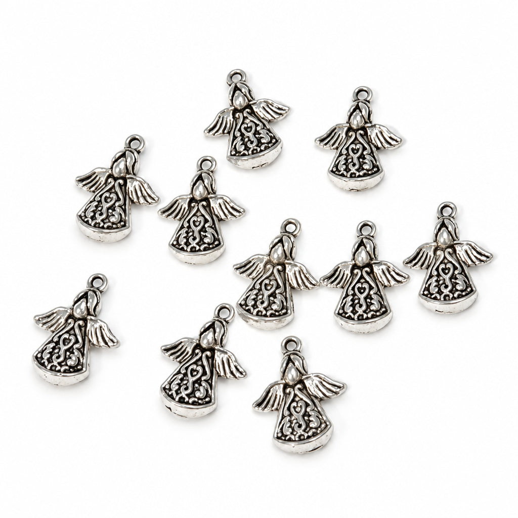 10pc Silver Angel Charms