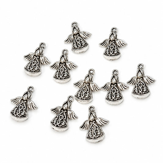 10pc Silver Angel Charms