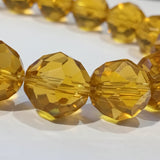 12mm Light Brown Round Faceted Glass Beads