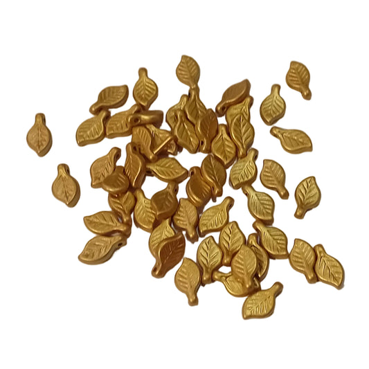 50pc 10mm Gold Metallic Acrylic Leaf Beads