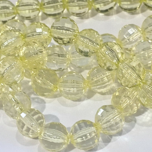 15mm Yellow Round Faceted Acrylic Beads
