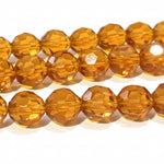 10mm Amber Round Faceted Glass Beads