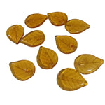 10pc 18mm Golden Brown Glass Leaves