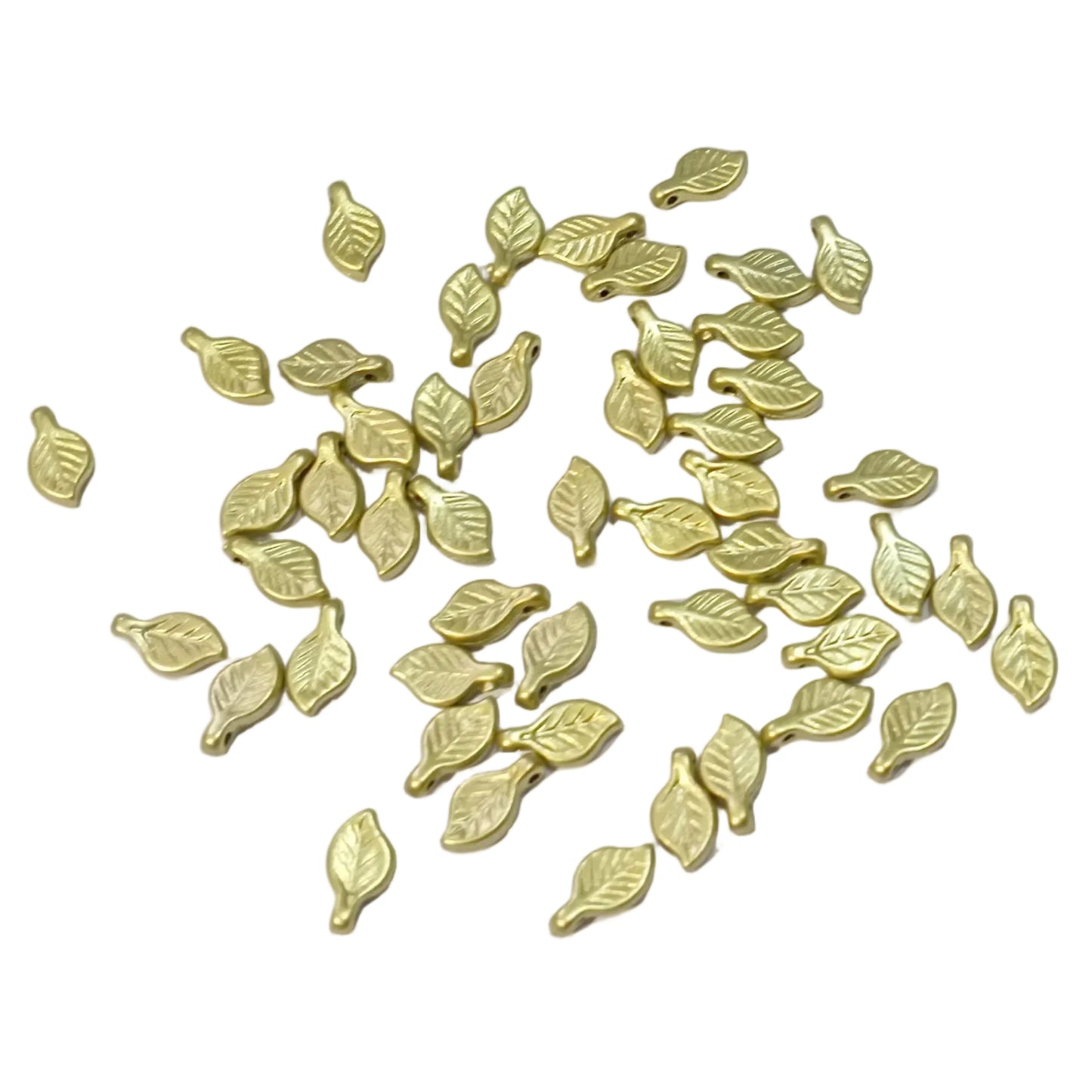 50pc 10mm Green Metallic Acrylic Leaf Beads