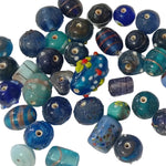 100g Mixed Blue Lampwork Beads
