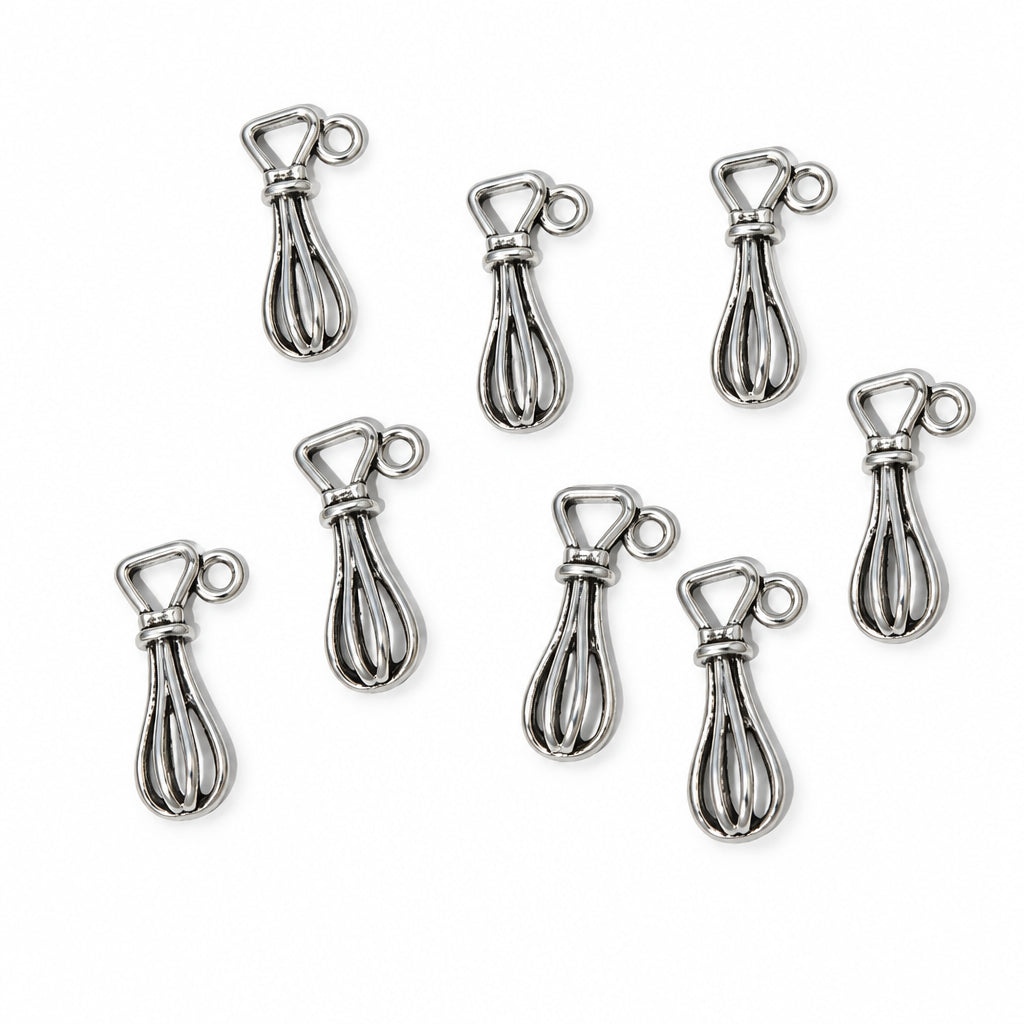 10pc Silver Whisk Charms