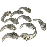10pc Large Silver Wolf Fang Charms