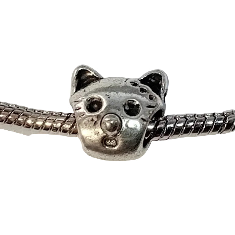 1pc Silver Cat European Bead
