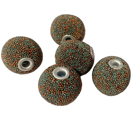 5pc Blue & Gold Kashmiri Beads