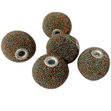 5pc Blue & Gold Kashmiri Beads