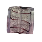 1pc 25mm Clear, Pink, Silver & Black Sq. Lampwork Bead