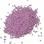 15g 2mm Light Purple AB Lined Clear Glass Beads