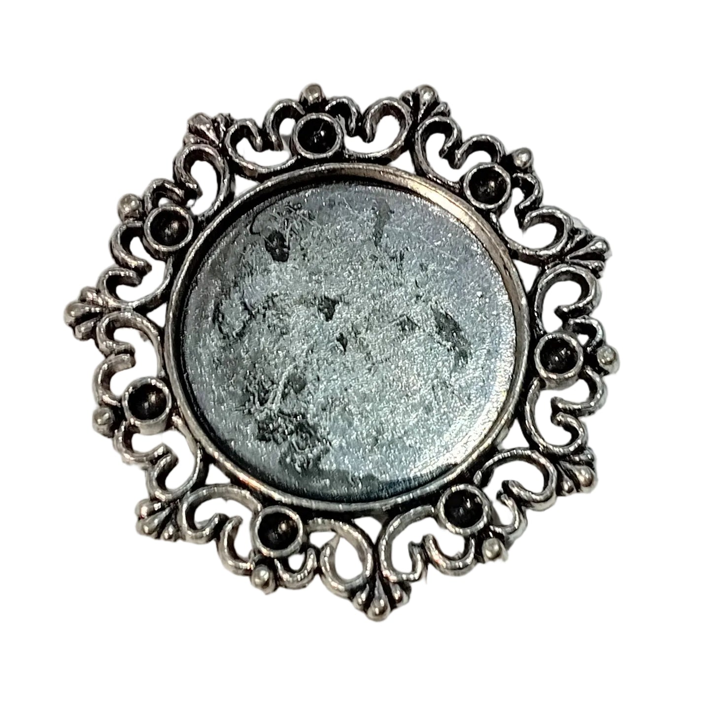 2pc Silver Cabochon Connectors