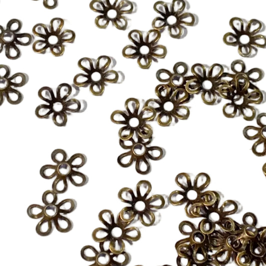 50pc Delicate Bronze 5 Petal Bead Caps