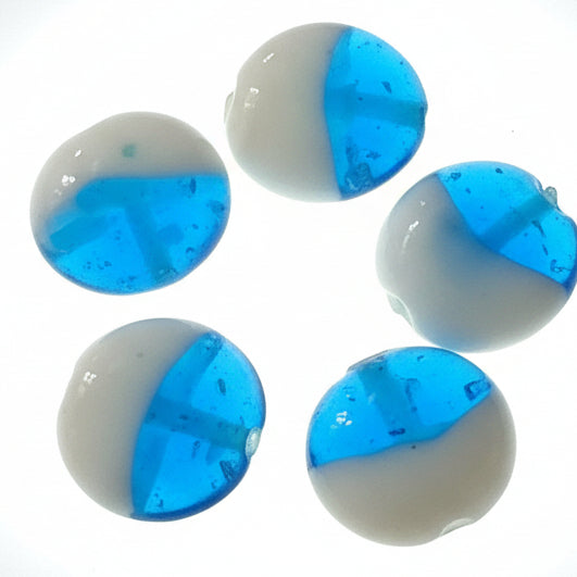 5pc Blue & White Lampwork Beads