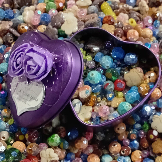 50g Scoop of Party Mix Beads With A Heart Shaped Tin