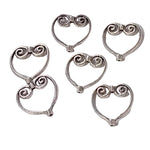 6pc Heart Frame Beads