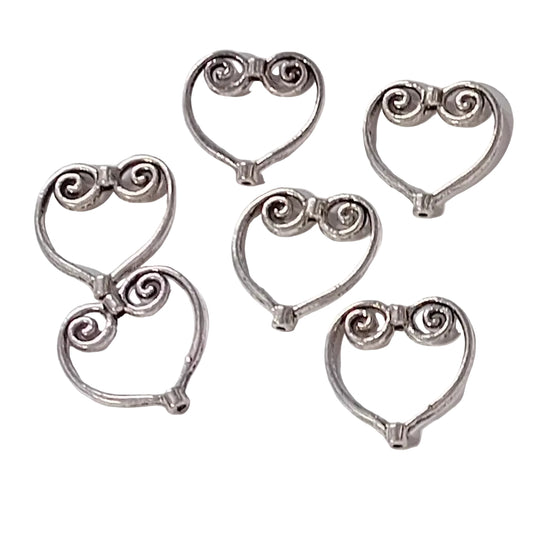 6pc Heart Frame Beads