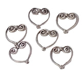 6pc Heart Frame Beads