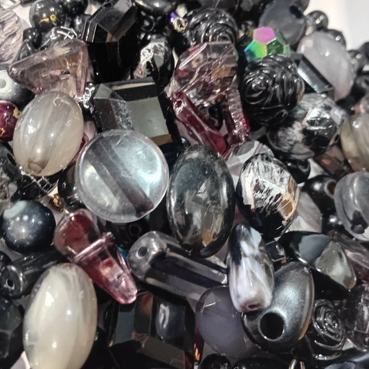 SALE! Large Bag Of Black & Silver Acrylic Beads