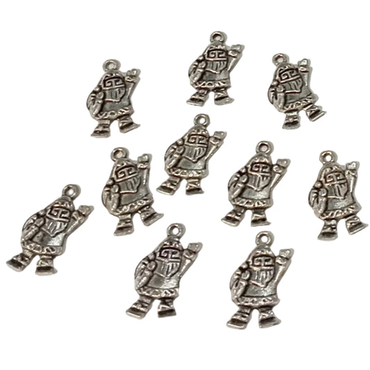 10pc Silver Santa Charms