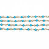 1m Blue Glass Designer Linked Chain