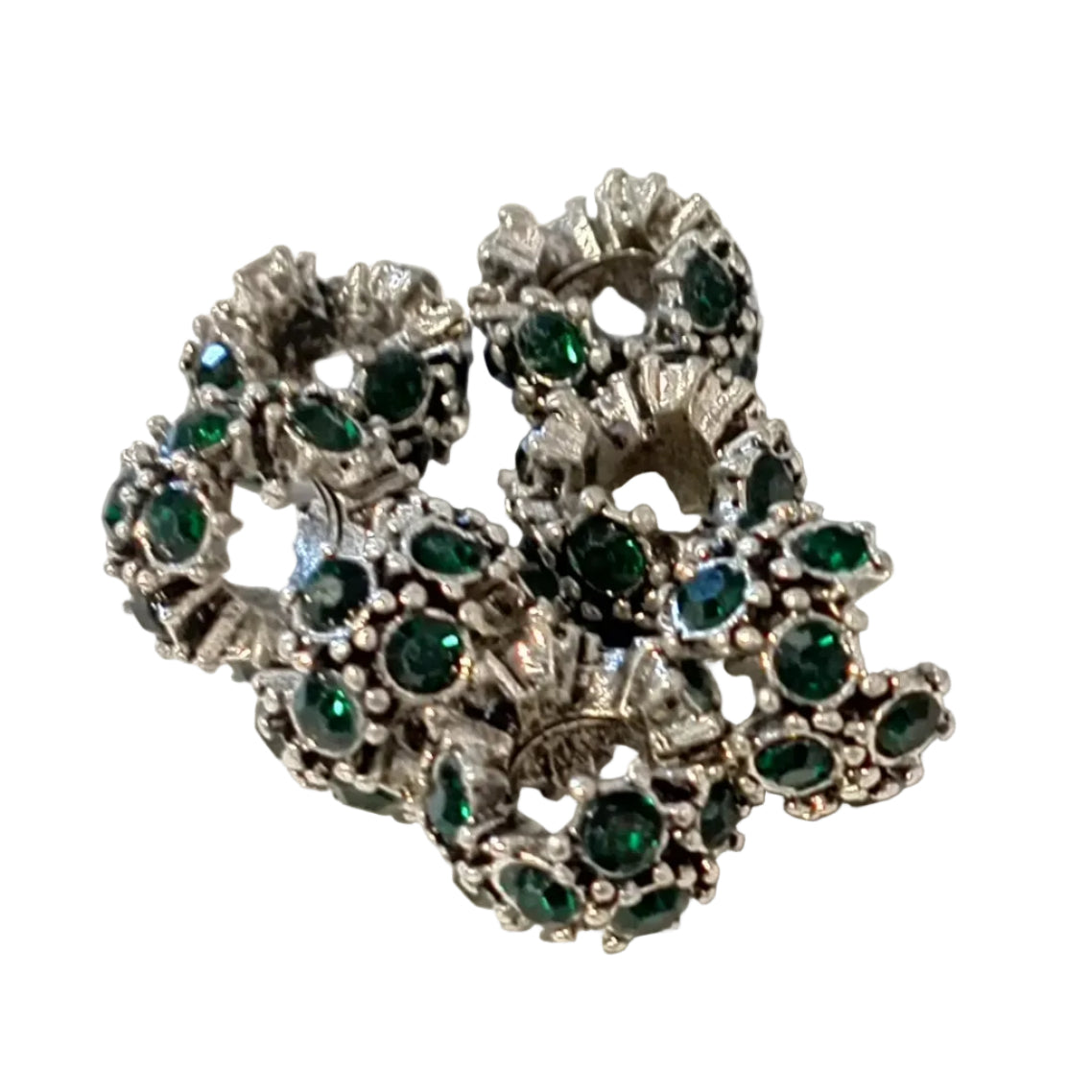 1pc Emerald European Rhinestone Rondelle Bead