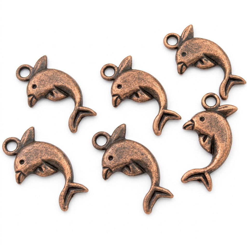 6pc Copper Dolphin Pendants