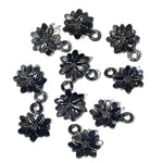 10pc Gunmetal Black Flower Charms