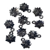 10pc Gunmetal Black Flower Charms