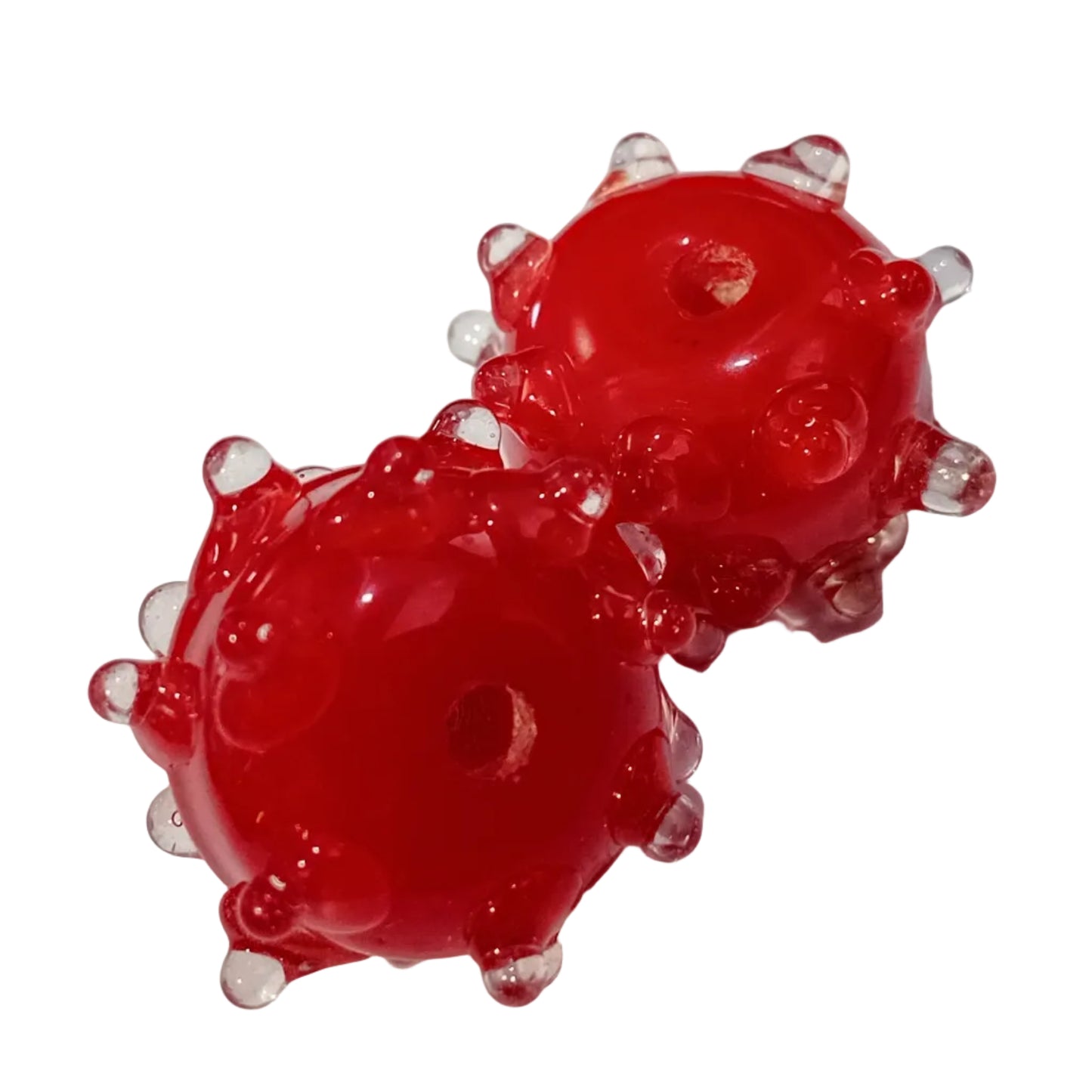 2pc Bumpy Red Lampwork Beads