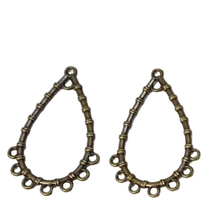 2pc Bronze Tear Drop Earring Connectors