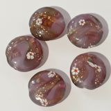 5pc Purple Floral Lampwork Beads