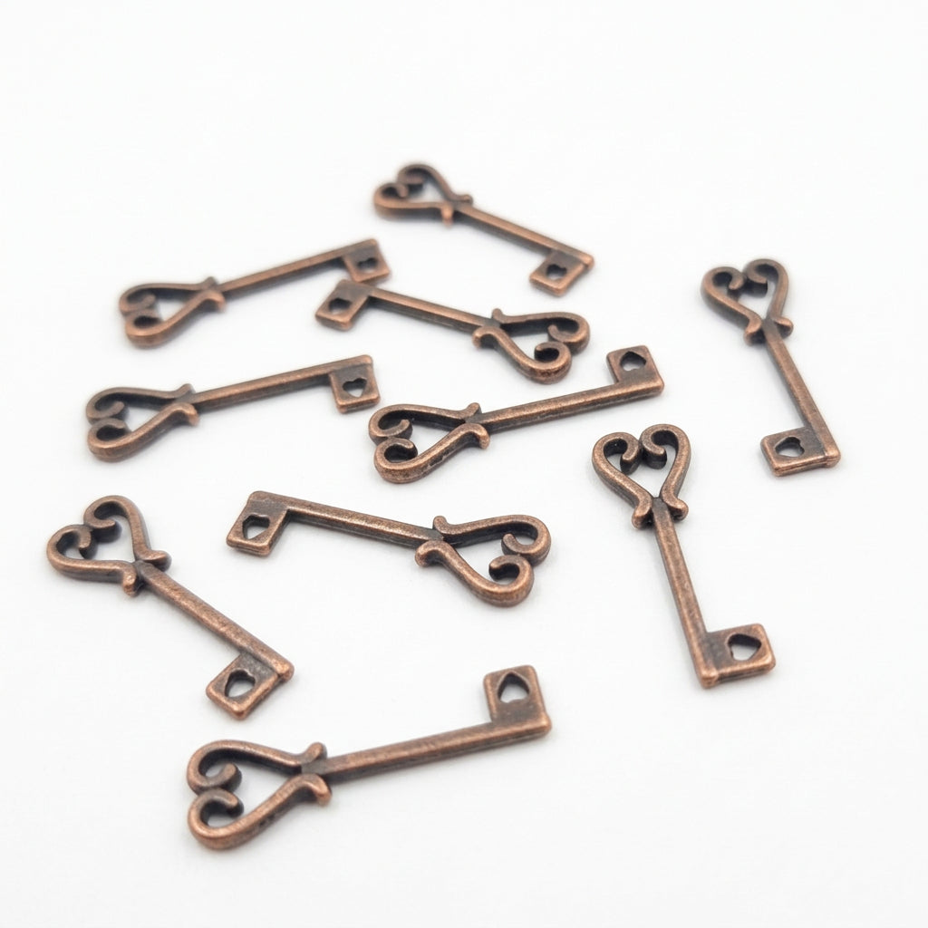 10pc Copper Key Charms
