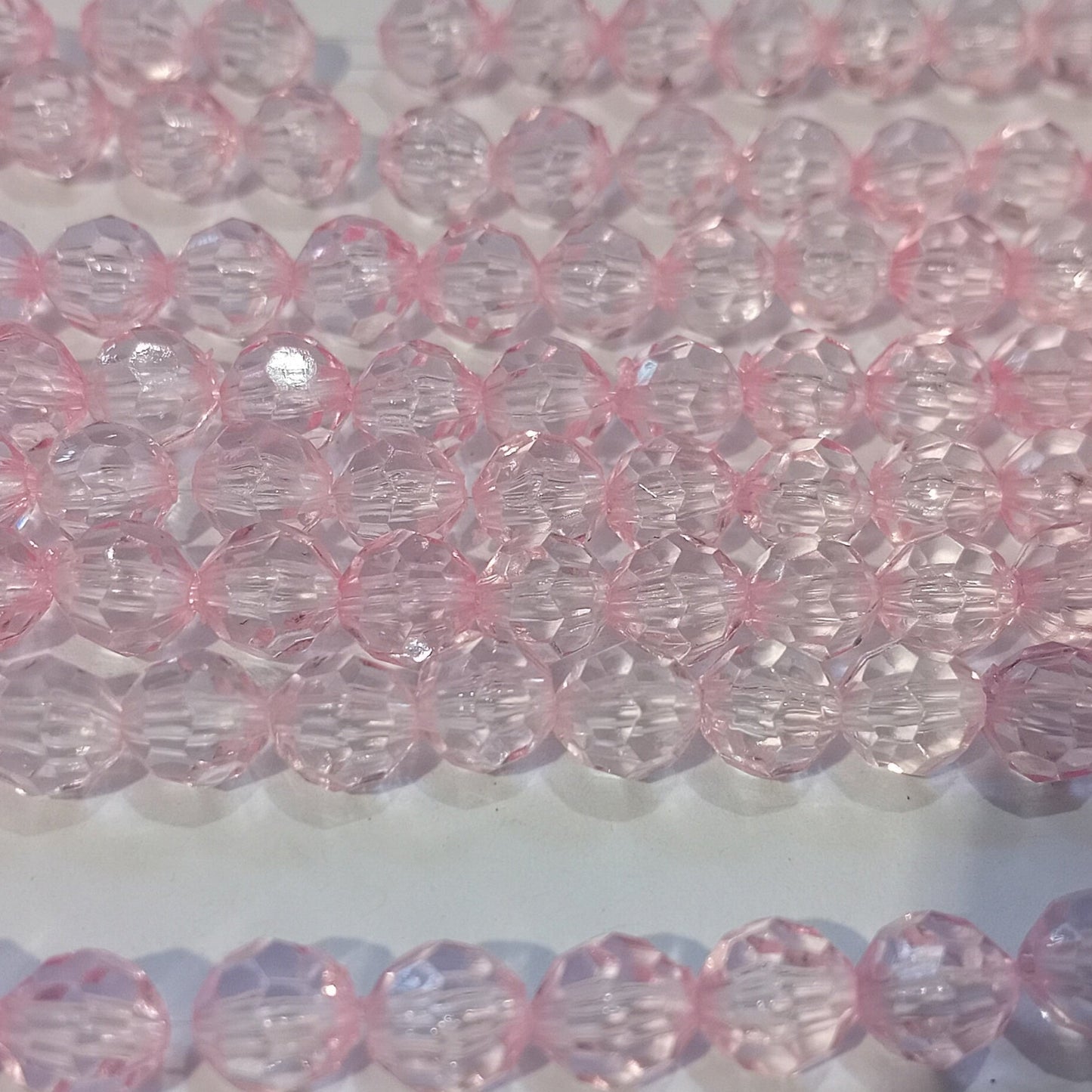 50pc Light Pink Acrylic Faceted Beads