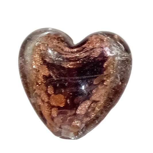 1pc 35mm Clear Black & Gold Heart Bead