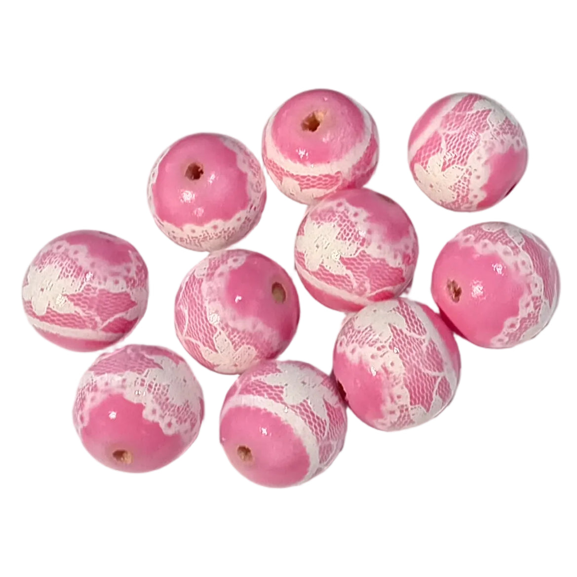 10pc 25mm Pink Wooden Round Beads