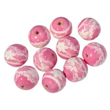 10pc 25mm Pink Wooden Round Beads