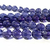 10mm Indigo Round Faceted Glass Beads