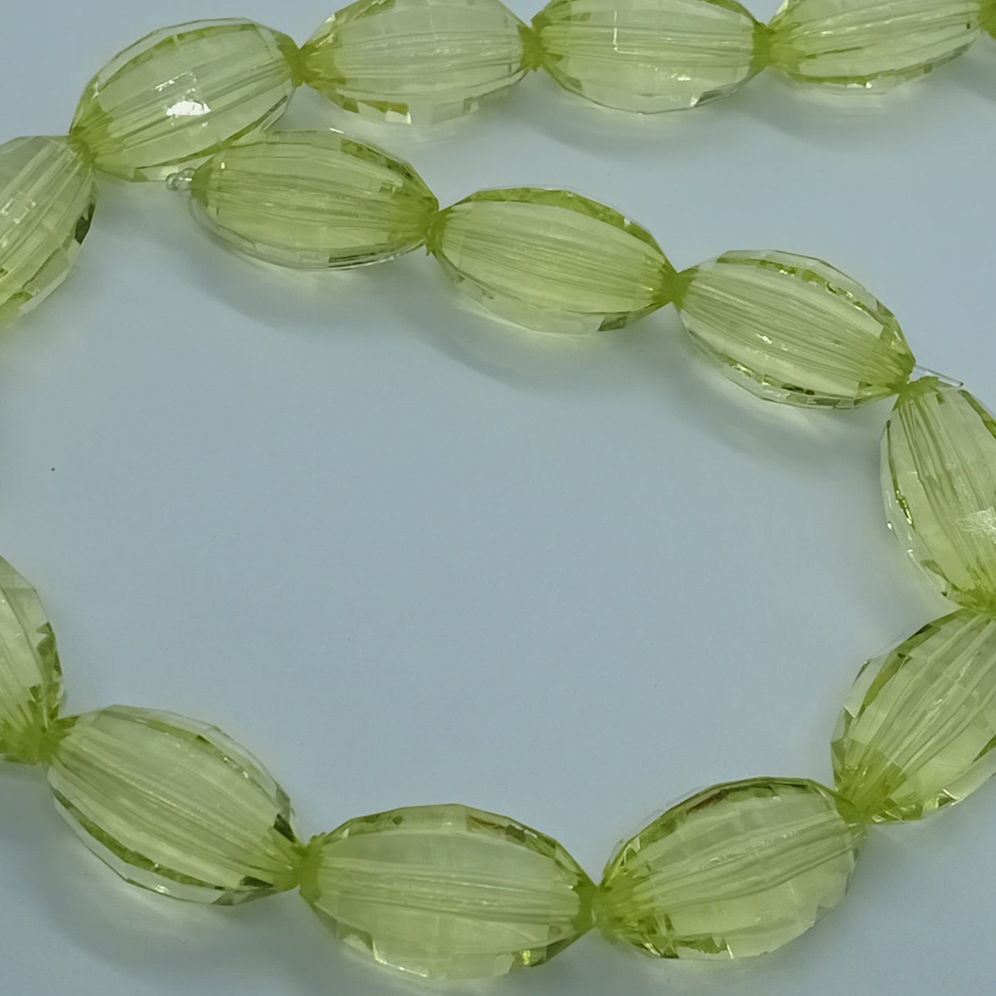 20mm Oval Lime Green Faceted Acrylic Beads