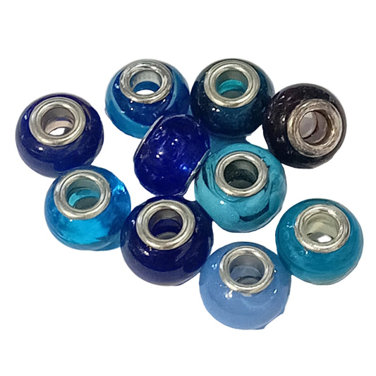 10pc Mixed Blue European Bead Pack