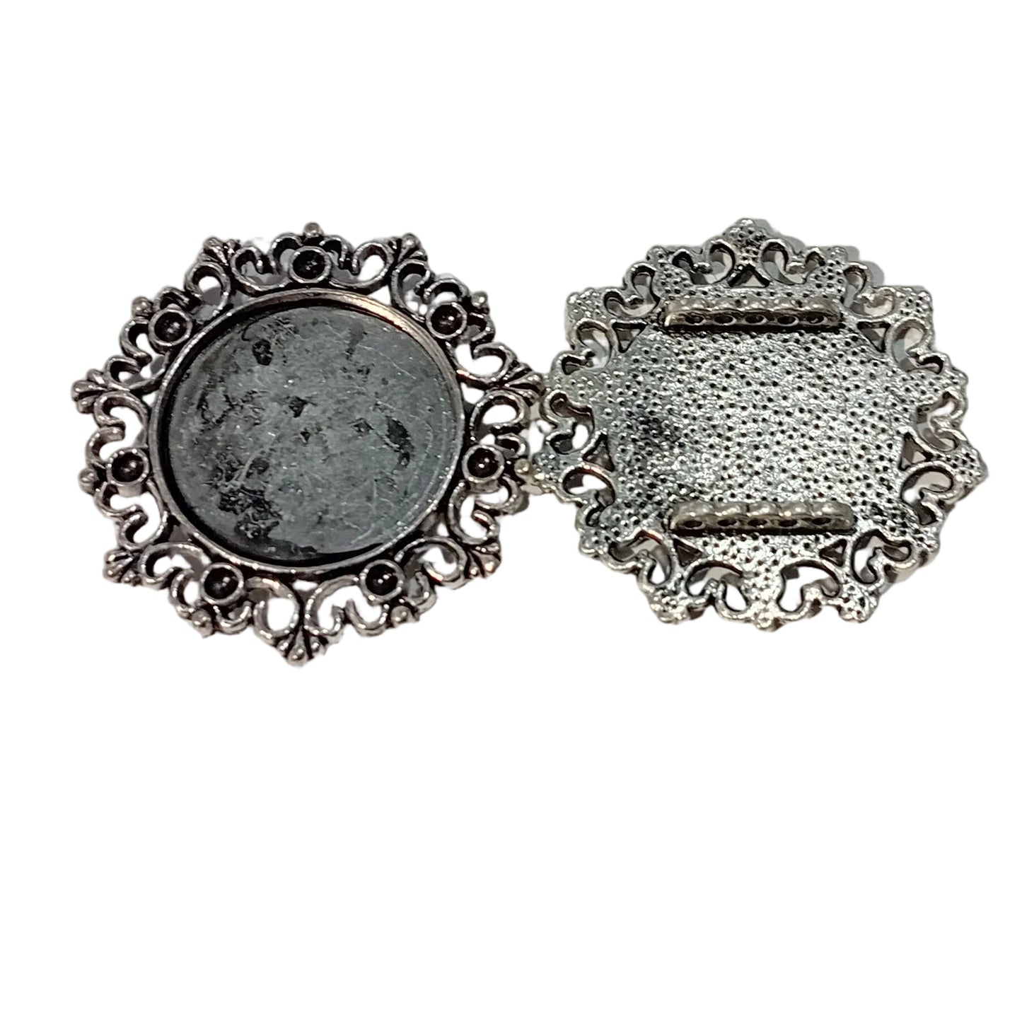 2pc Silver Cabochon Connectors