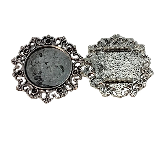 2pc Silver Cabochon Connectors