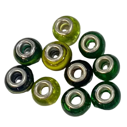 10pc Mixed Green European Bead Pack